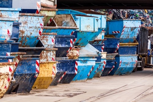 Enclosed skip parked in a Forest Gate residential area