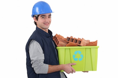 Modern waste removal equipment at a Forest Gate construction site